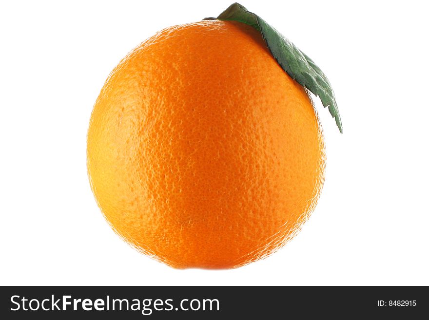 Wet ripe orange isolated on white