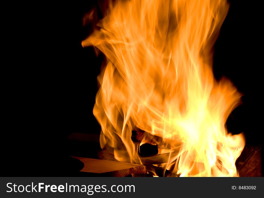 Close up of flames. Wood burning. Close up of flames. Wood burning.