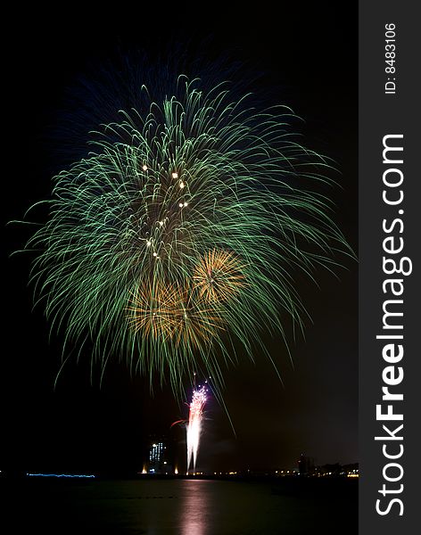 Celebration and happiness. Fireworks in Barcelona, Spain.