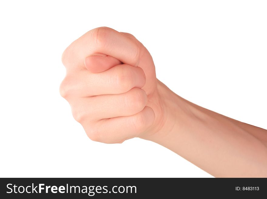 Hand sign isolated over white