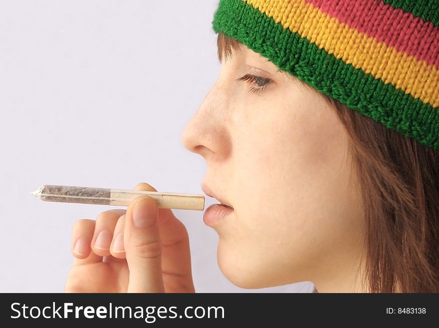 Young woman going to smoke
