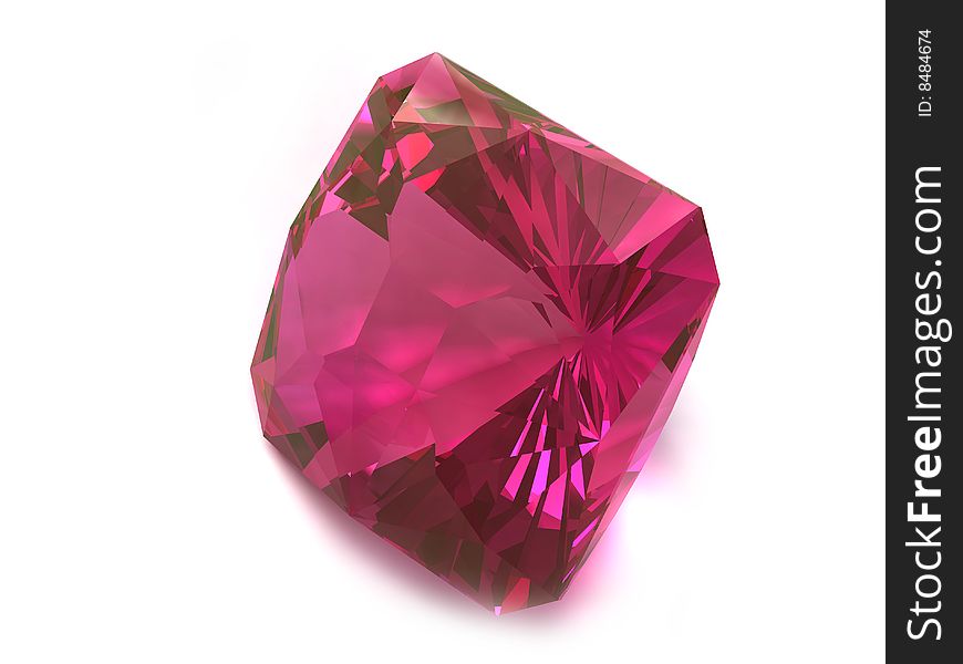 Rhodolite or Ruby gemstone isolated on white background