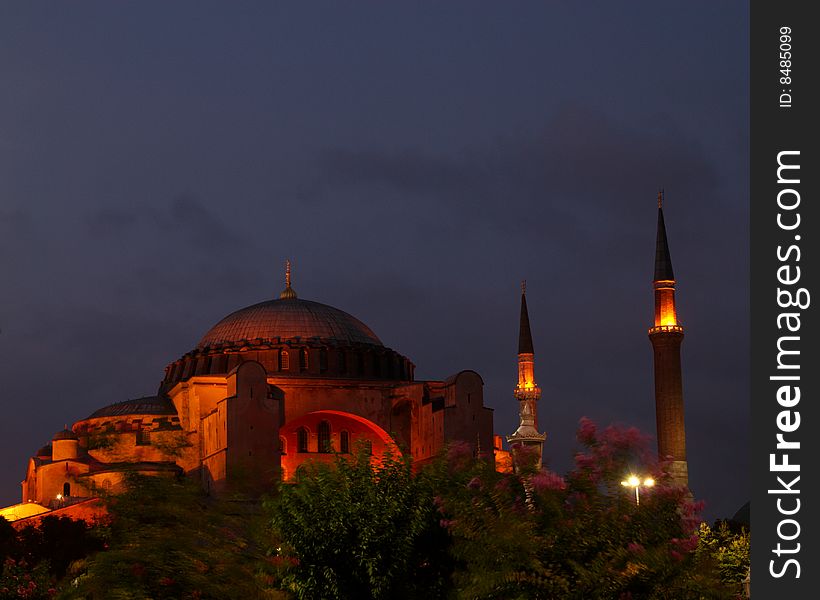 The Hagia Sophia after dark, Istanbul, Turkey