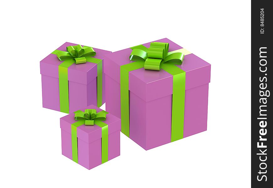 Gift boxes with bow isolated on white background