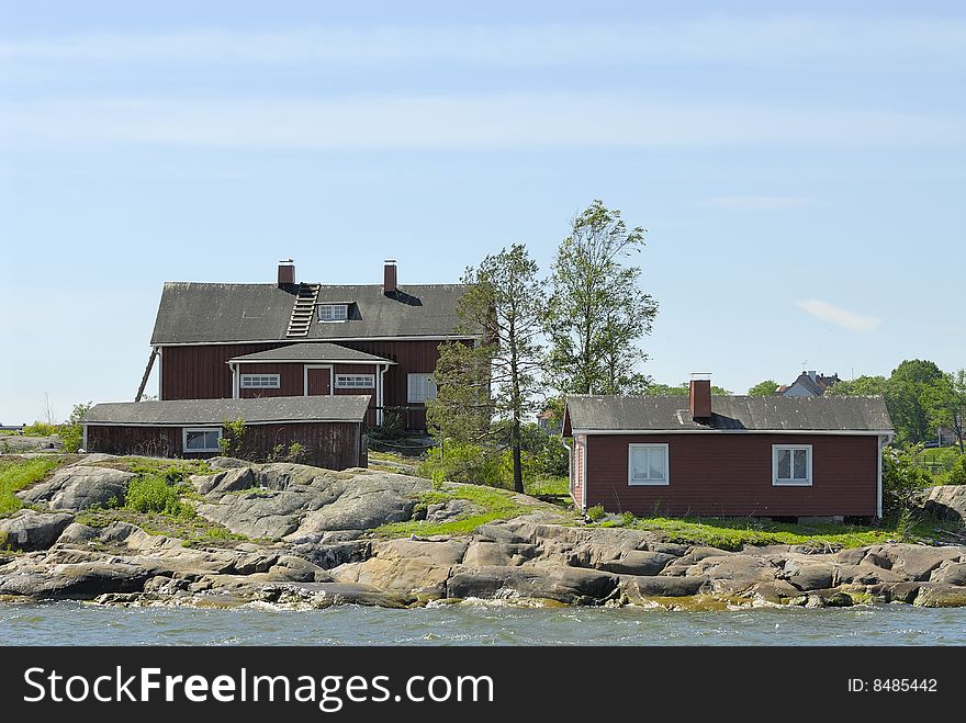 Houses on the rocky coast of Finland. Houses on the rocky coast of Finland