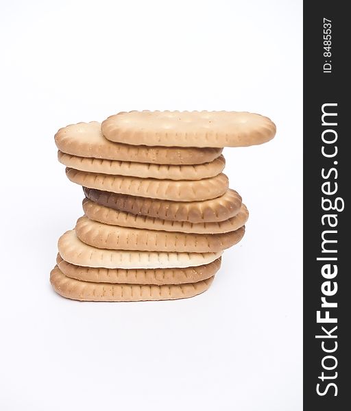 Milk biscuits 	
isolated on a white background