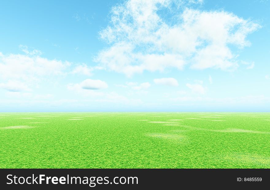 Beautiful spring landscape. 3d image. Beautiful spring landscape. 3d image