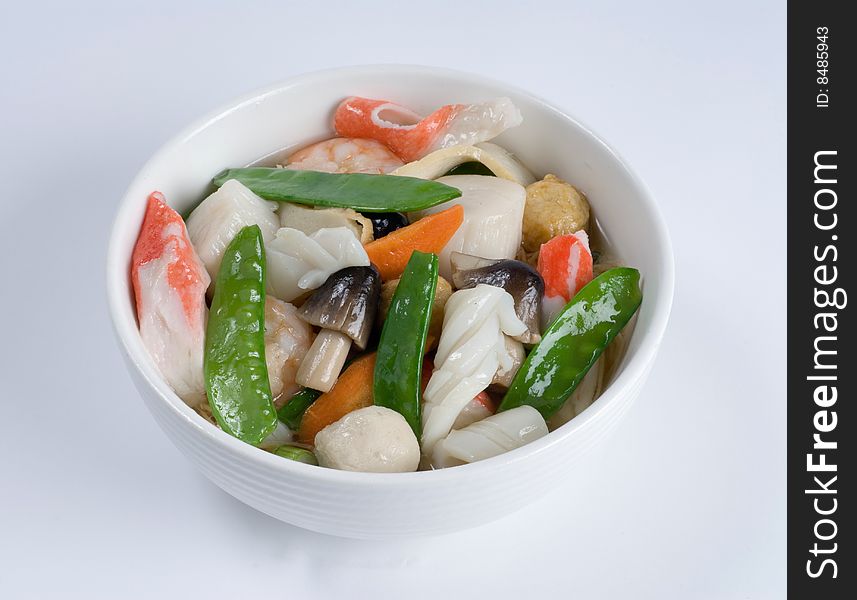 Seafood and fresh vegetable soup. Seafood and fresh vegetable soup