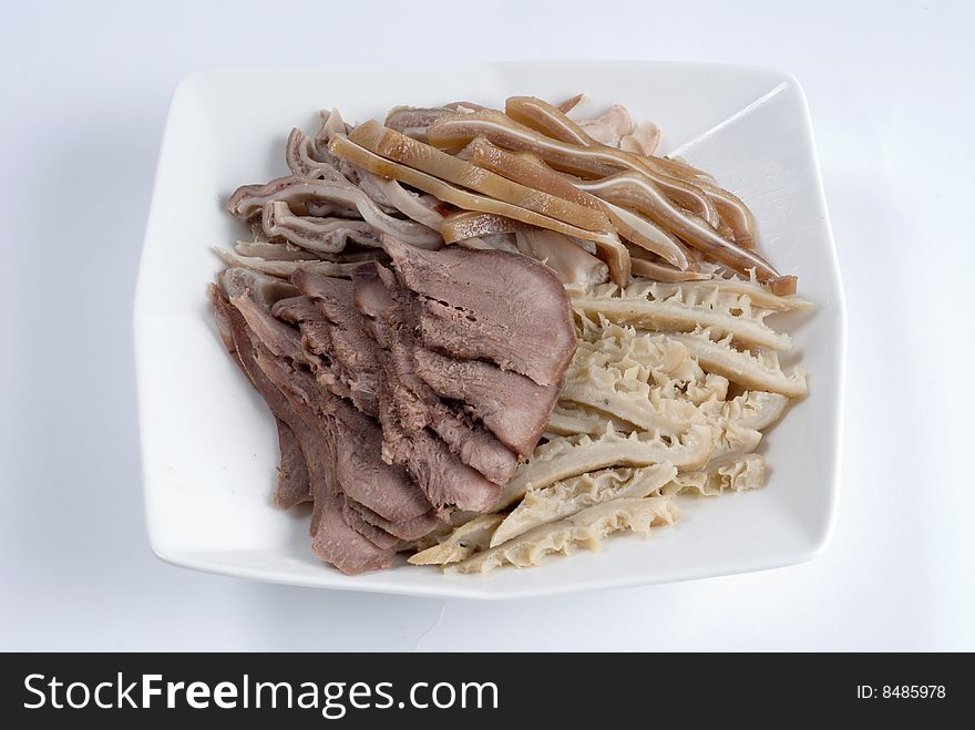 Variety sliced pork parts plate