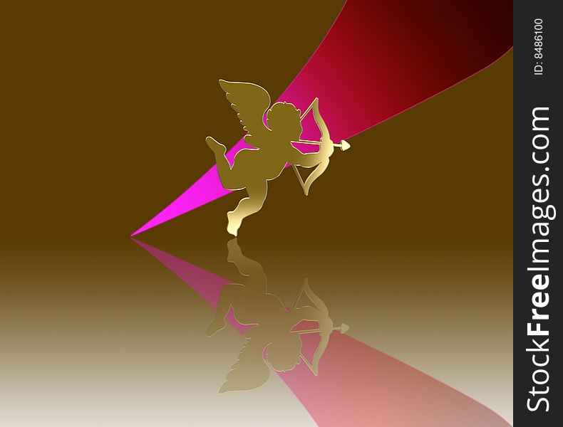 Image of cupid with reflection. Image of cupid with reflection