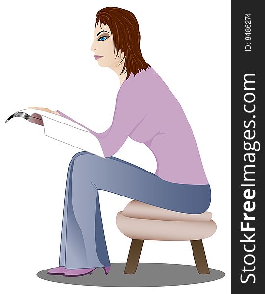 Young woman sit on the chair and reading