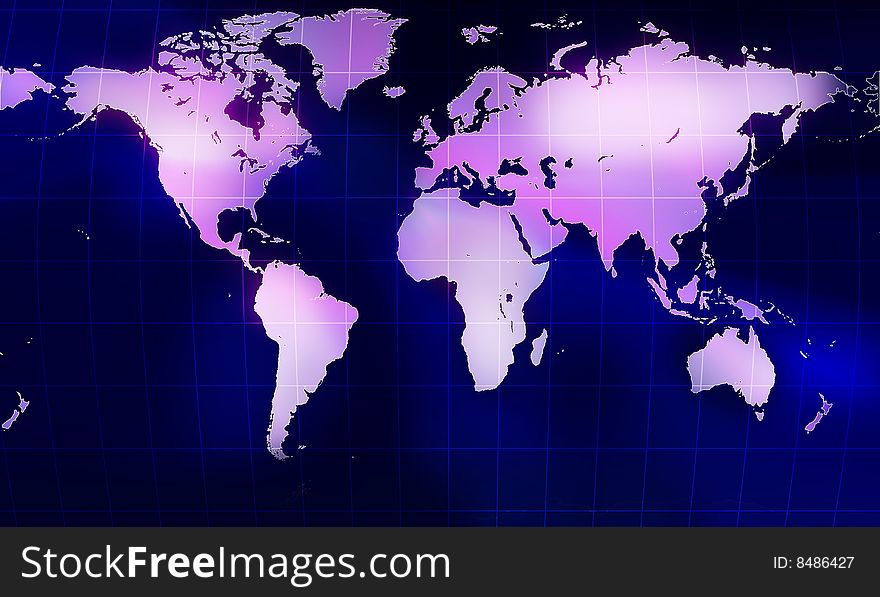 Globe world map with mesh  onblue background