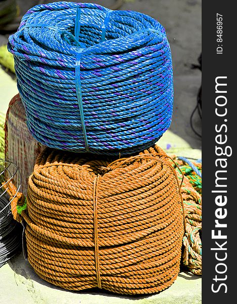 Closeup of coloured rope bundles