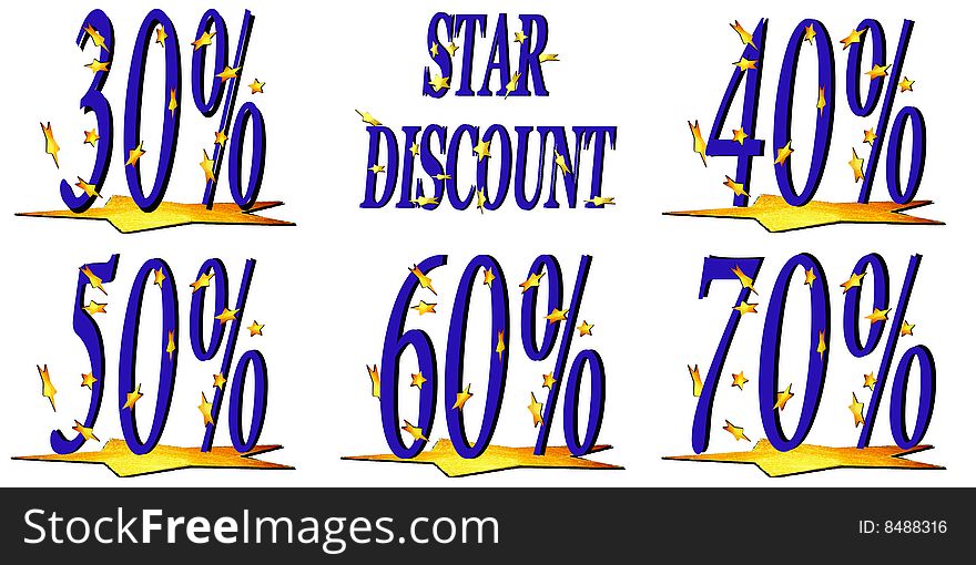 discount with small and big star. discount with small and big star