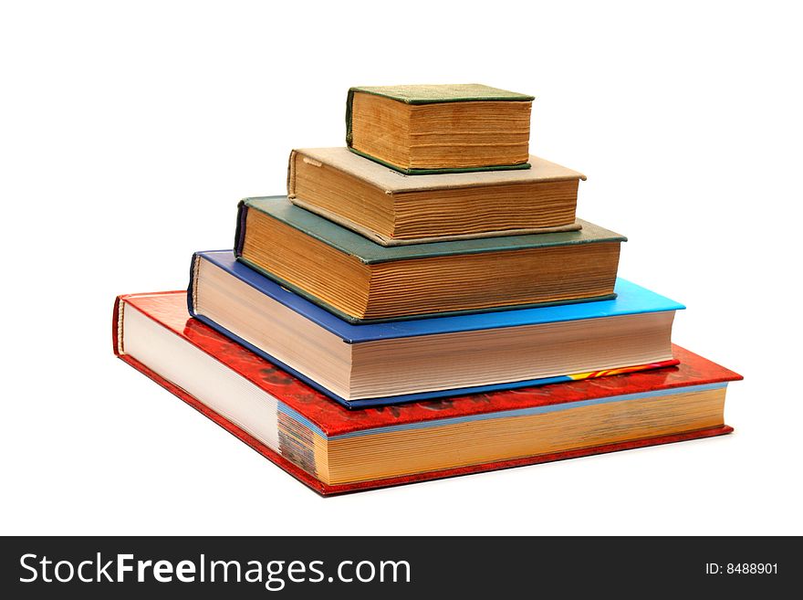 Pyramid of the books on white background isolated. Pyramid of the books on white background isolated