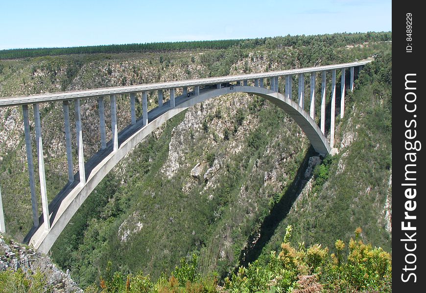 Large bridge stretching across a valley. Large bridge stretching across a valley