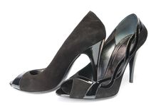 Black Suede Female Shoes Royalty Free Stock Image Black Suede Female Shoes Royalty Free Stock Image