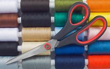 Sewing Spools And Scissors Stock Photos Sewing Spools And Scissors Stock Photos