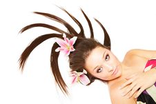 Beautiful Woman With Flowers In Hair Stock Photography