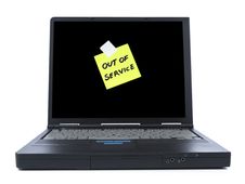 Laptop With Sticky Note Stock Photography