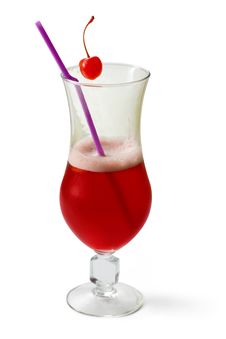 Cherry Cocktail Decorated With Cherry And Tubule Royalty Free Stock Image Cherry Cocktail Decorated With Cherry And Tubule Royalty Free Stock Image