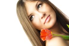Beautiful Woman With A Tulip Stock Images Beautiful Woman With A Tulip Stock Images