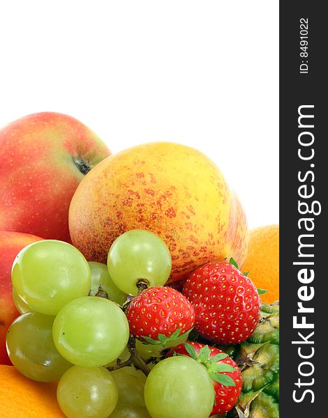 Ripe fruits on a white background. Ripe fruits on a white background.