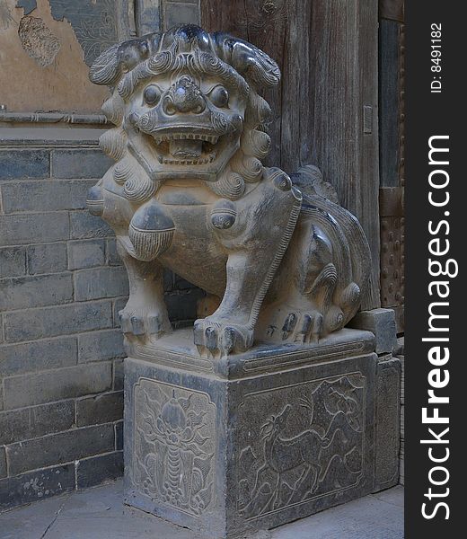 Shanxi Chinese tourist attractions a stone lions modeling. Shanxi Chinese tourist attractions a stone lions modeling