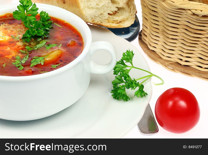 Bowl of vegetable soup- borscht. Bowl of vegetable soup- borscht.