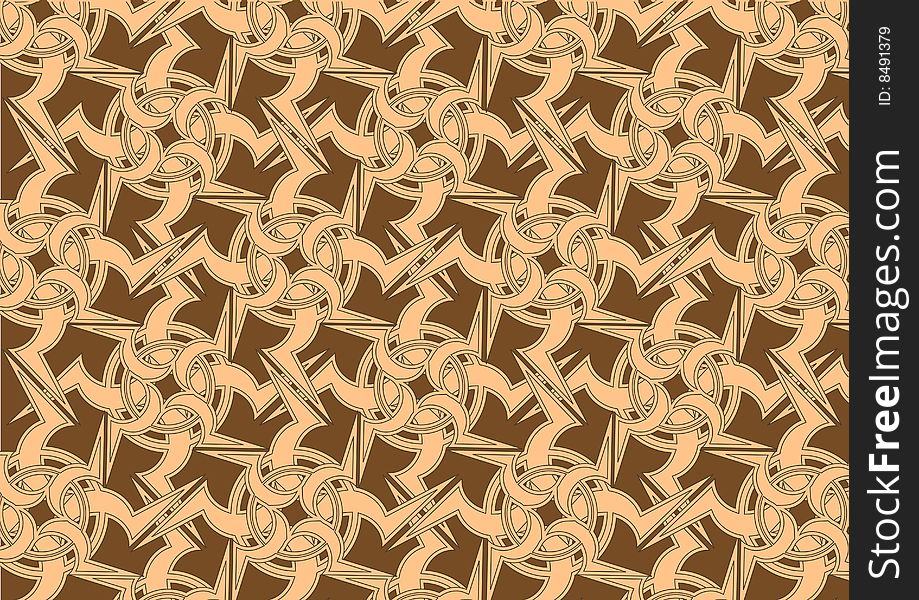 Vector illustration of celtic ornament abstract pattern on the brown background