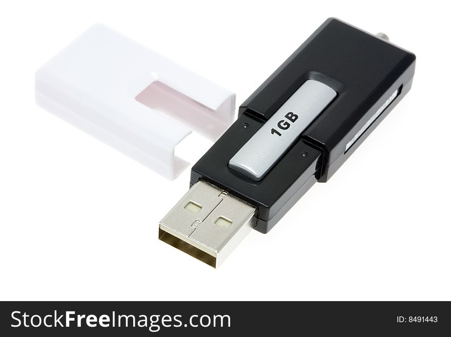 USB keychain on a white background. USB keychain on a white background.