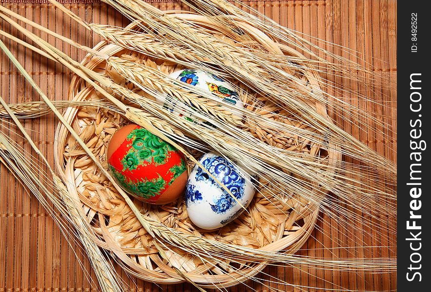 Easter eggs in the basket.