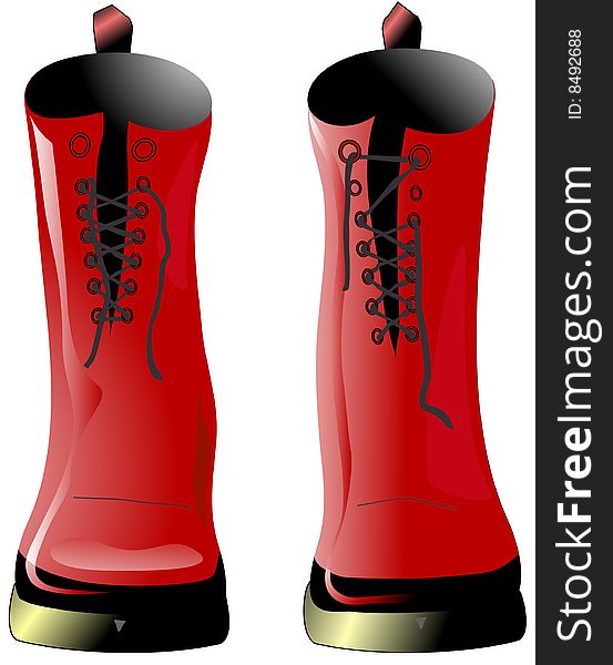 Red Shiny Mod Boots with laces. Red Shiny Mod Boots with laces