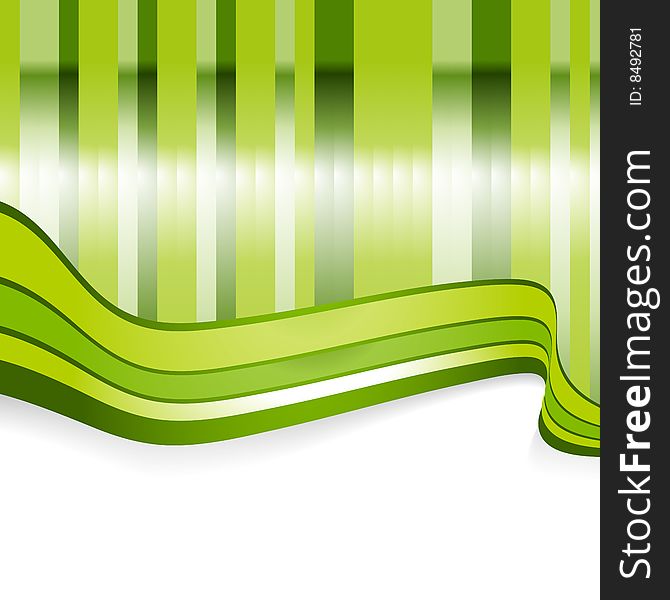 Green striped background. Illustration of glowing stripes with white space for your text.