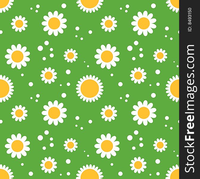 Seamless pattern with flowers on green background
