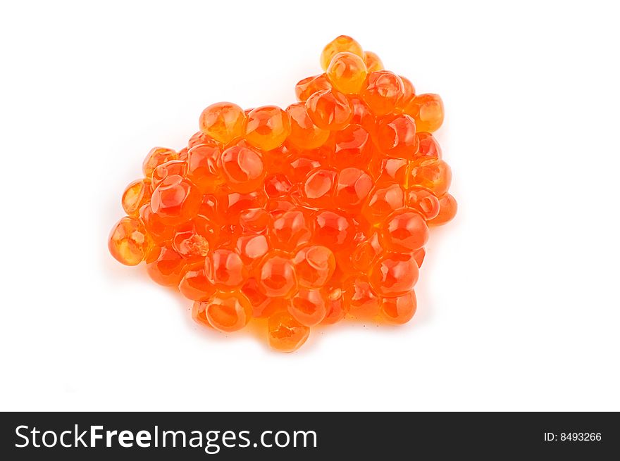 Red caviar of a salmon isolated on a white background