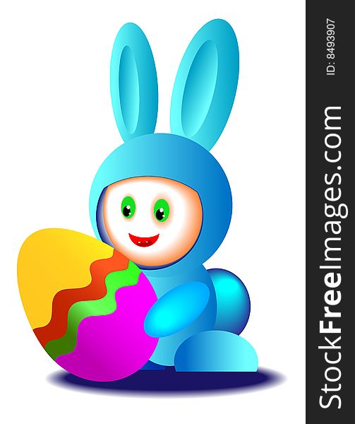 Illustration of cartoon baby in rabbit costume. Illustration of cartoon baby in rabbit costume