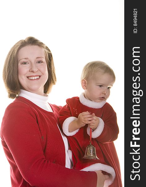 Woman And Baby With Bell Looking Away