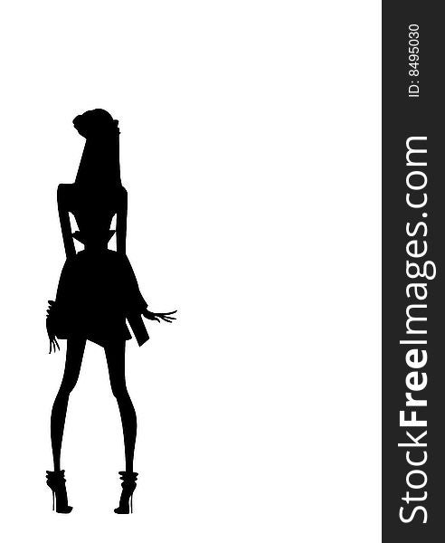 Silhouette of girl of teenagers for design