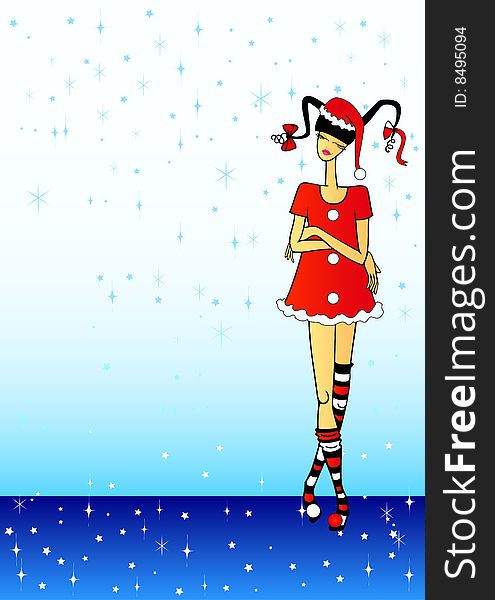 Snow Maiden on a bright colourful background