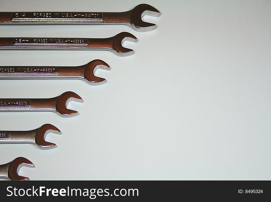 Set of wrenches isolated on white.