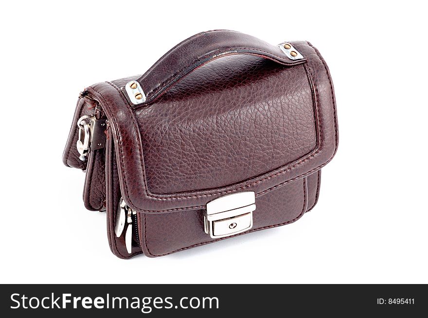 Business bag of brown color on a white background