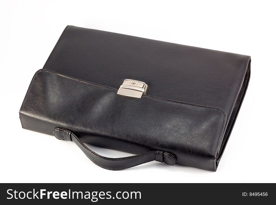 Business bag of brown color on a white background