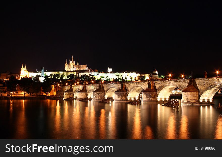 Charles Bridge, Saint Vitus cathedral, Hradcany, Prague, Czech Republic. Charles Bridge, Saint Vitus cathedral, Hradcany, Prague, Czech Republic