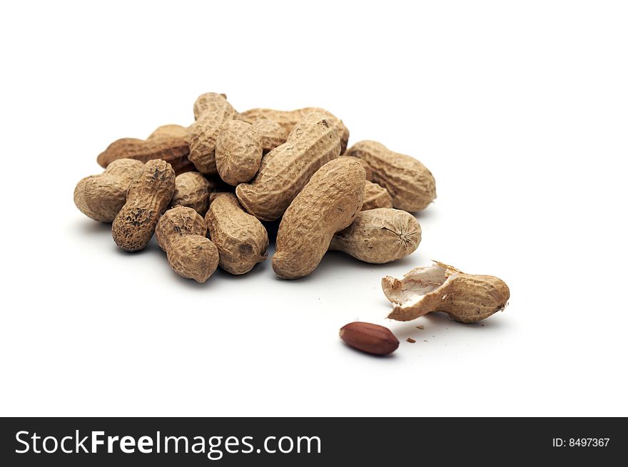 Handful of nuts on a white background. Handful of nuts on a white background