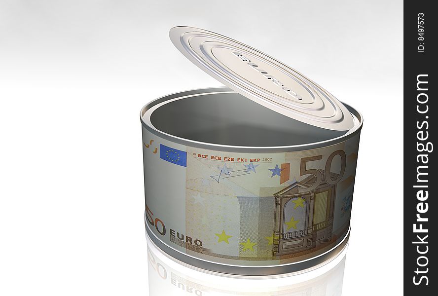 Canning jar with the image of euro on a white background. Canning jar with the image of euro on a white background