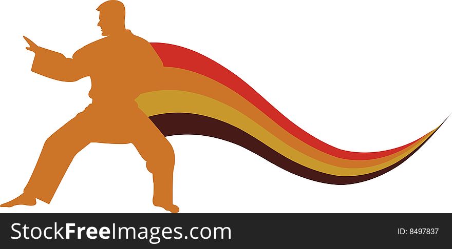 Color fighter with wave on white background