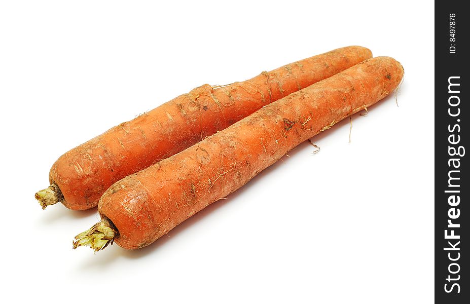 Raw carrots isolated on white