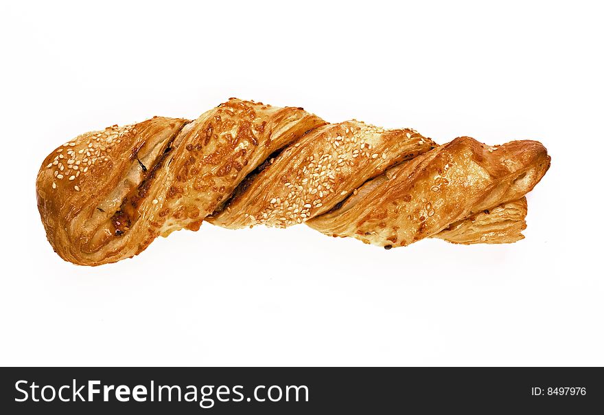 Organic bake roll in white background and grains