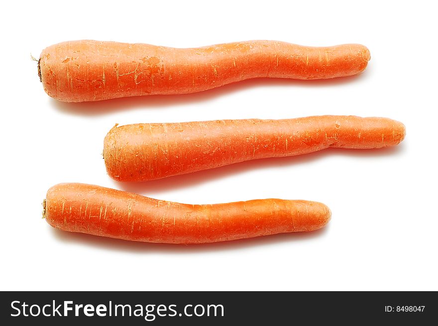 Raw carrots isolated on white